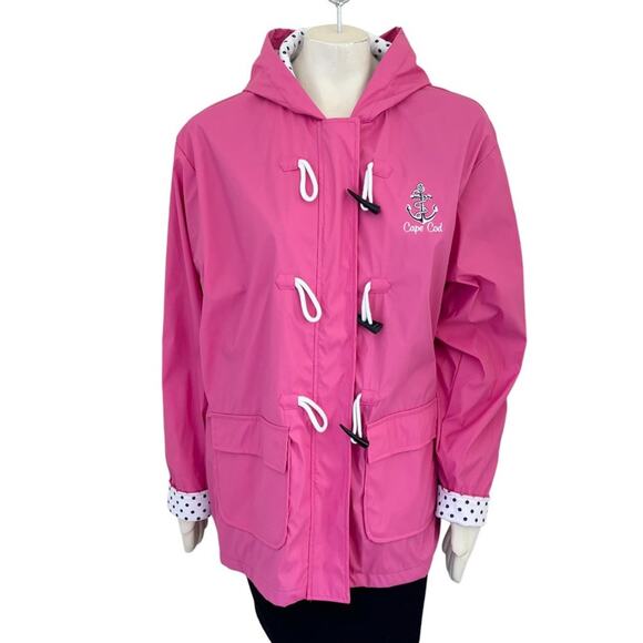 NEW RITCHIES SPORTSWEAR Cape Cod Hooded Toggle Raincoat in Bubblegum Pink SZ XL - Picture 12 of 12